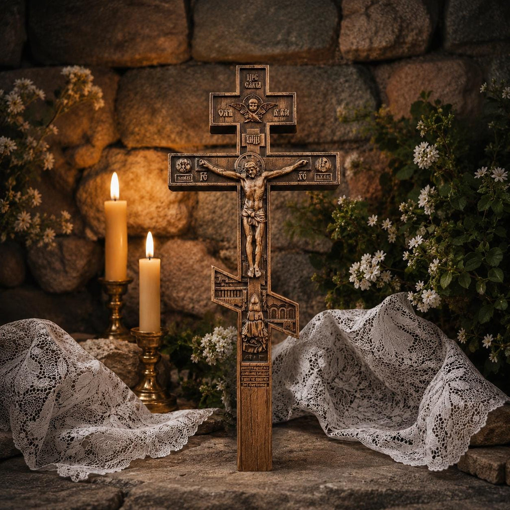 Wooden Orthodox Crucifix Wall Cross 7.9-19.7in Jesus Christ Wall Decor