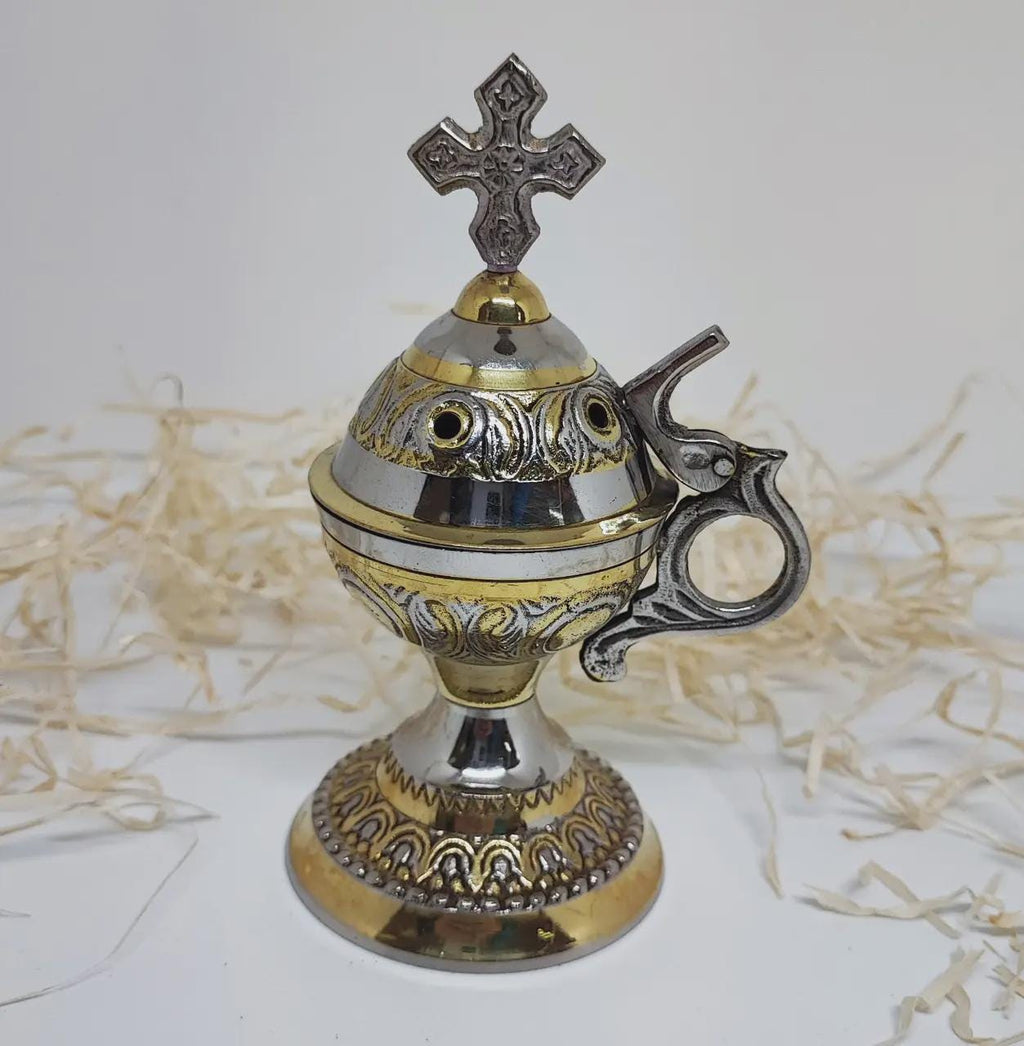 Incense Burner 5.5in x 2.3in Set, Greek Censer, Home Censer, Orthodox Incense, Church Incense.