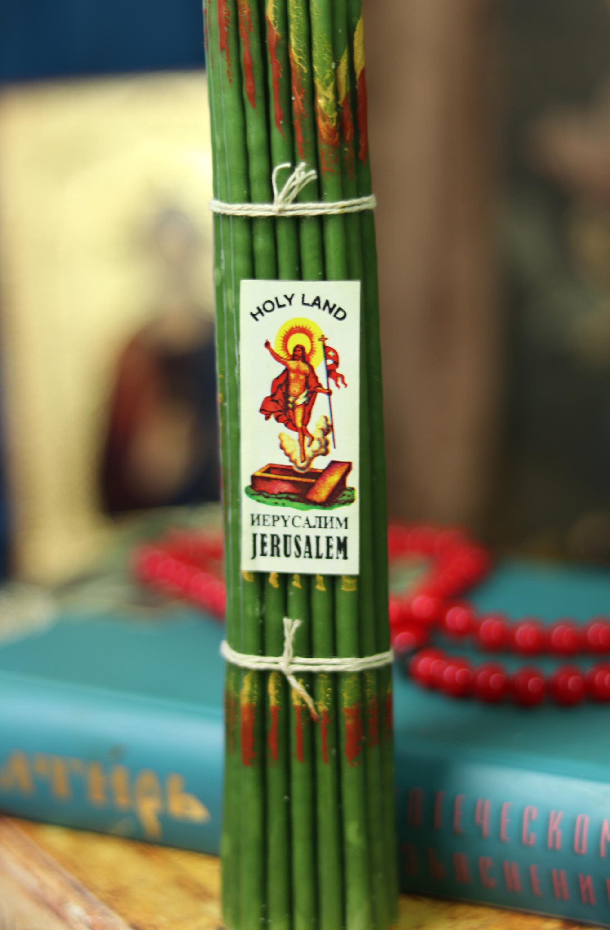 Green Jerusalem Candles 33pcs, Orthodox Candles, Church Candles, Prayer Candle, Religious Candles, Christian Candles, Spiritual Candles