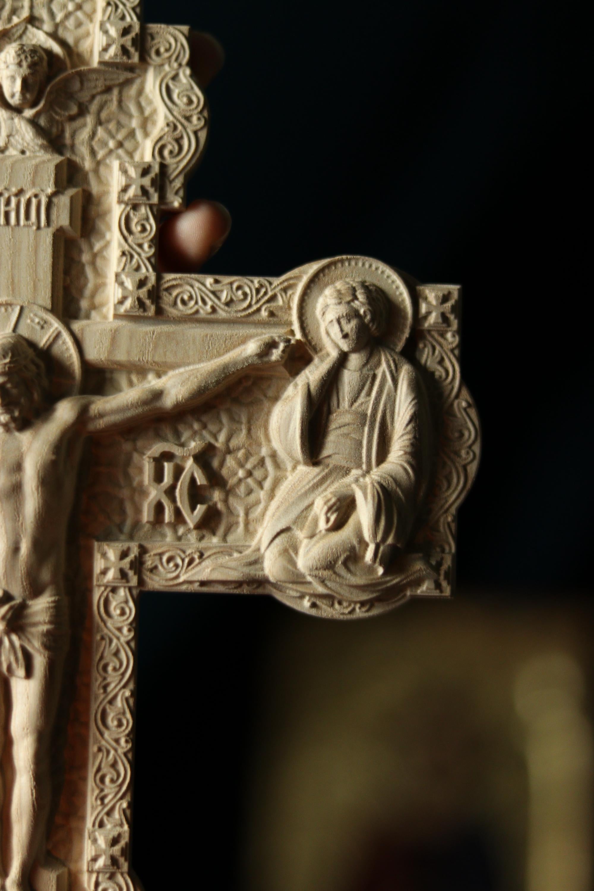 12in Beech Wood Cross, Wooden Cross, Orthodox Crucifix,Lord Jesus Christ