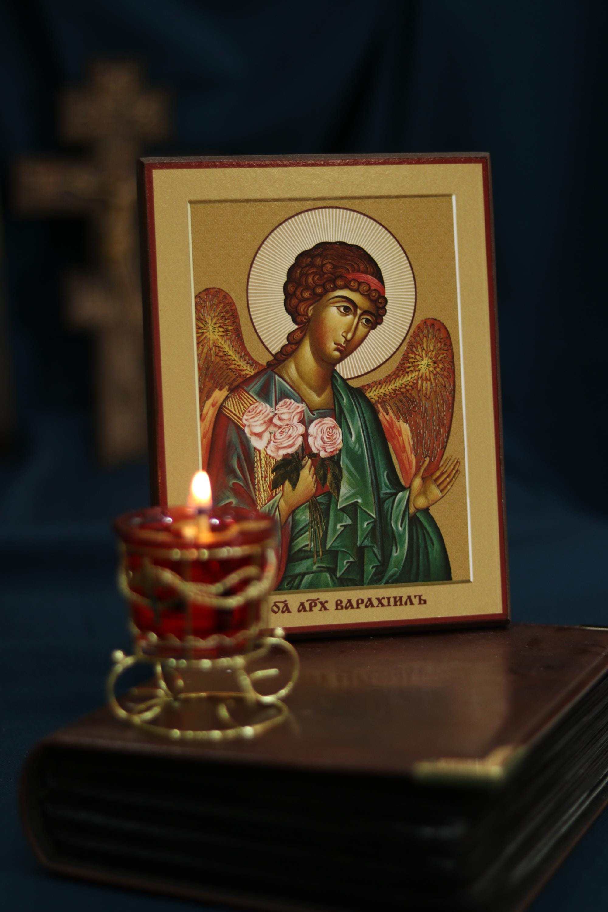 Archangel Barachiel Orthodox Wooden Icon Byzantine Prayer