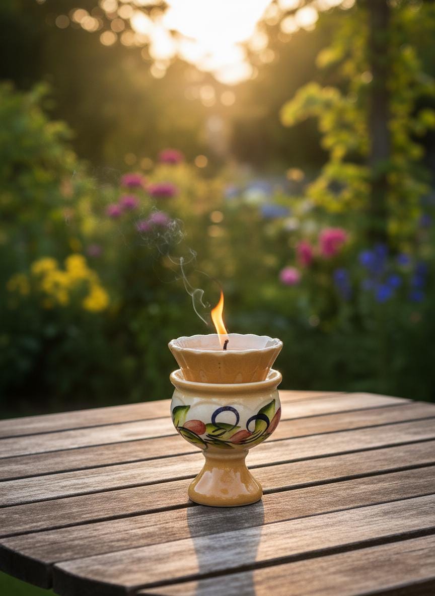 Orange Ceramic Table Oil Lamp 4.3in, Icon Lamp, Vintage Oil Candle, Retro Prayer Lamp, Orthodox Lamp, Religious Gift