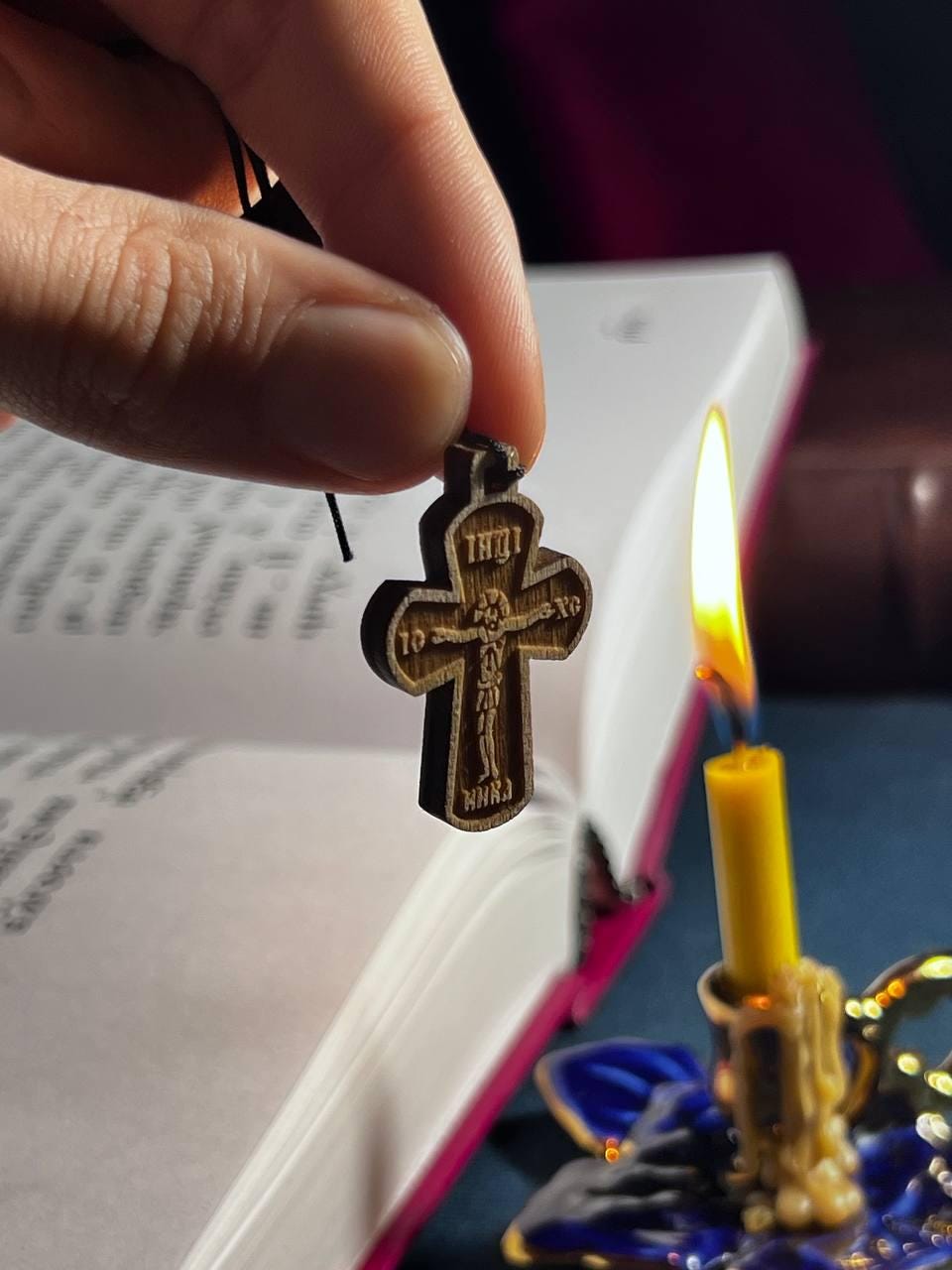 Orthodox Wooden Cross Pendant – Compressed Wood, Jesus Crucifix, Blessed in Church, Orthodox cross, Orthodox icon