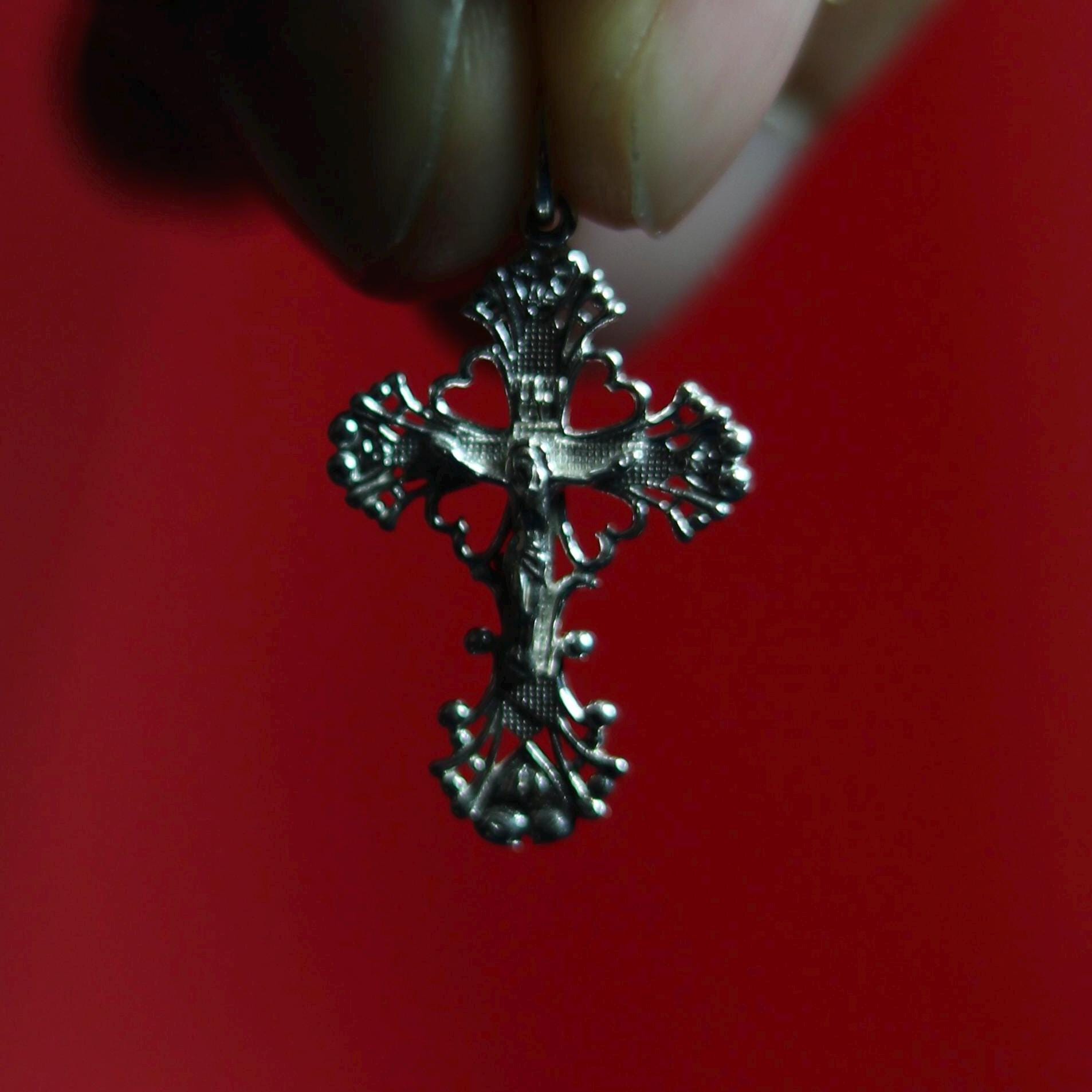 Sterling Silver Orthodox Cross Pendant 2.5 cm, 1.28g Detailed Eastern Crucifix, Christian Gift, Orthodox necklace, Orthodox pendant