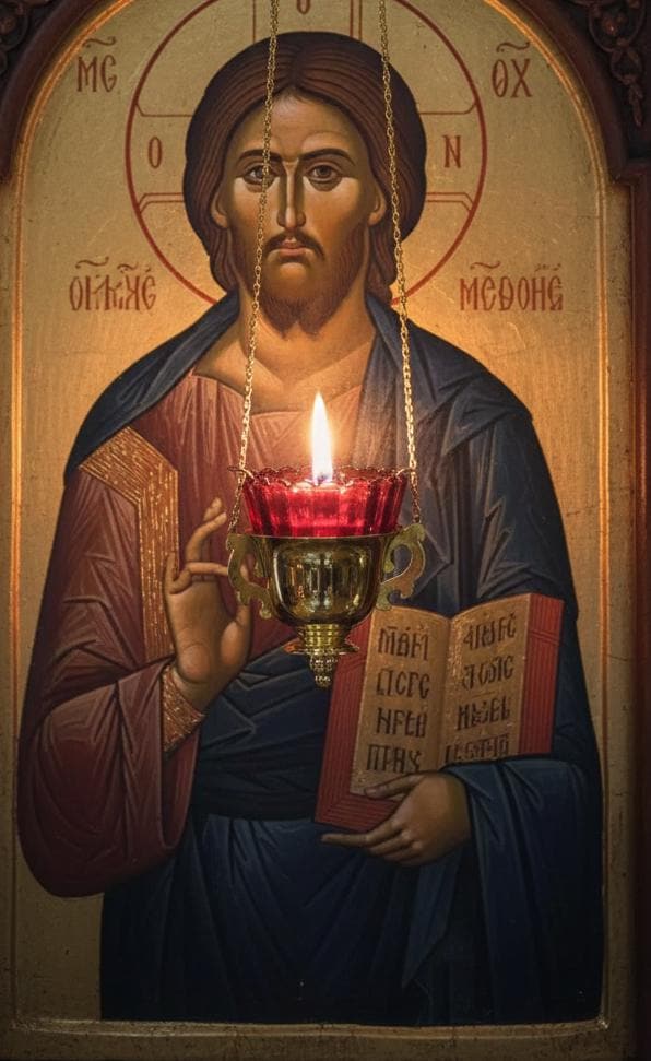 Brass Hanging Oil Lamp, Orthodox Lamp, Icon Lamp