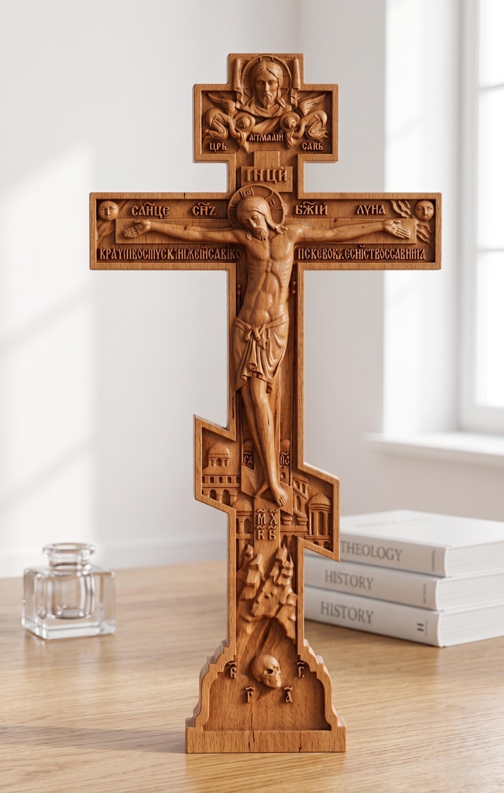 Wooden Orthodox Cross 8 12 16 20 Inch, Wooden Cross, Crucifix, Jesus Christ Cross, Orthodox Cross, Wall Cross, Christian Decor