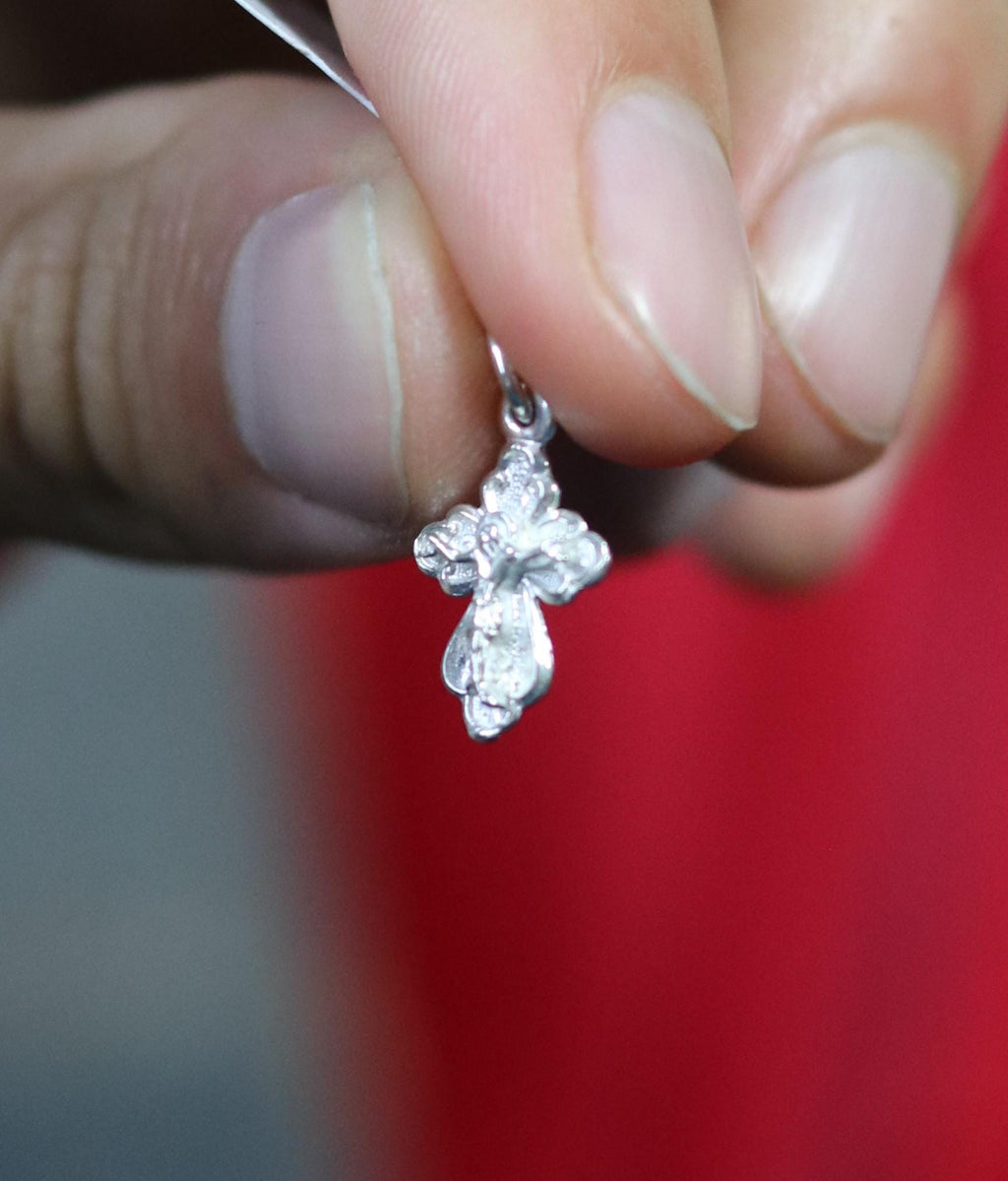Sterling Silver Orthodox Cross Pendant 0.73g – 1.5 cm Small Christian Crucifix Charm – Baptism Gift – Jesus Cross, Orthodox necklace