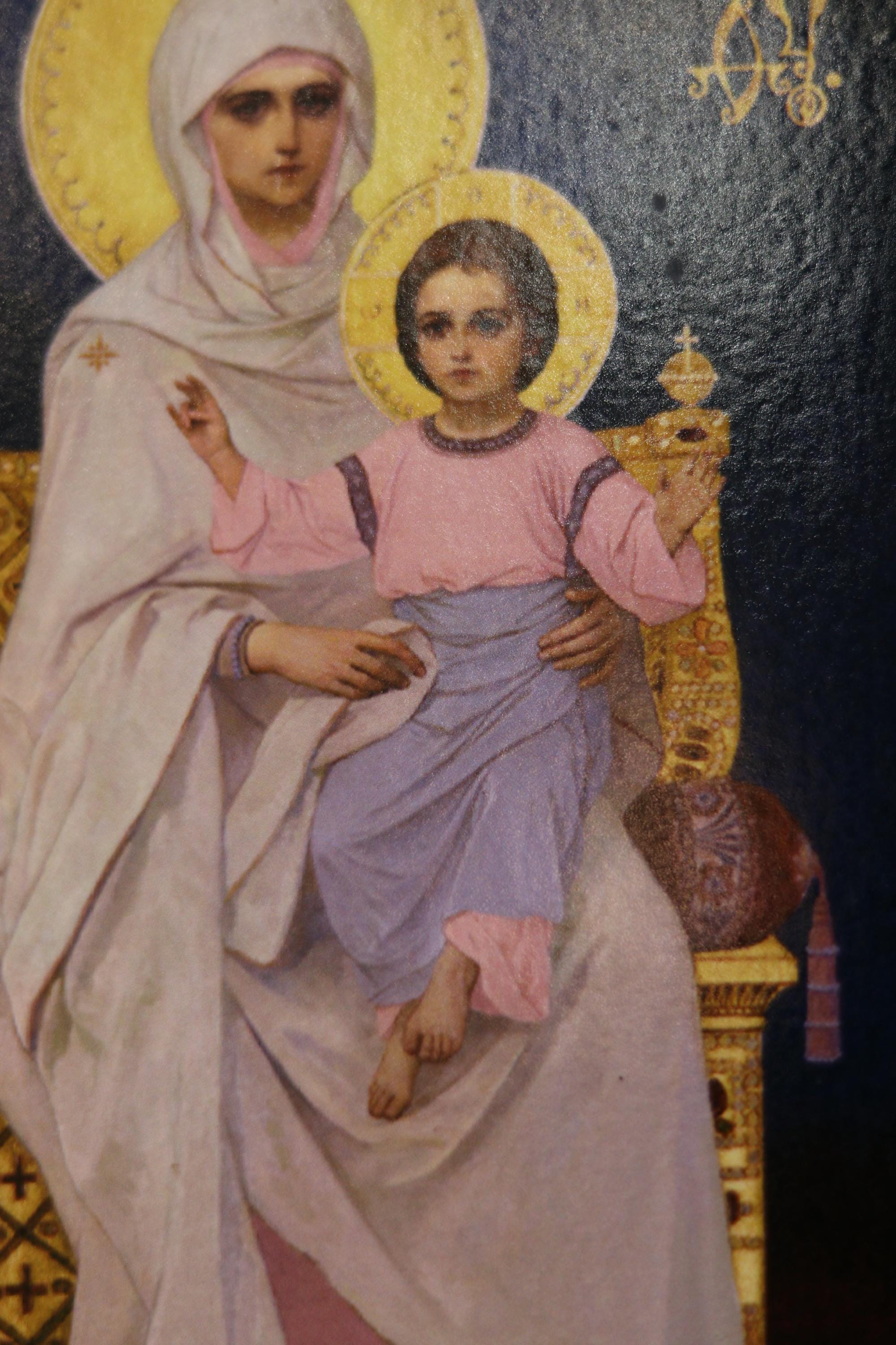 Mother of God Enthroned Icon Wooden Orthodox 7.9x6.1in