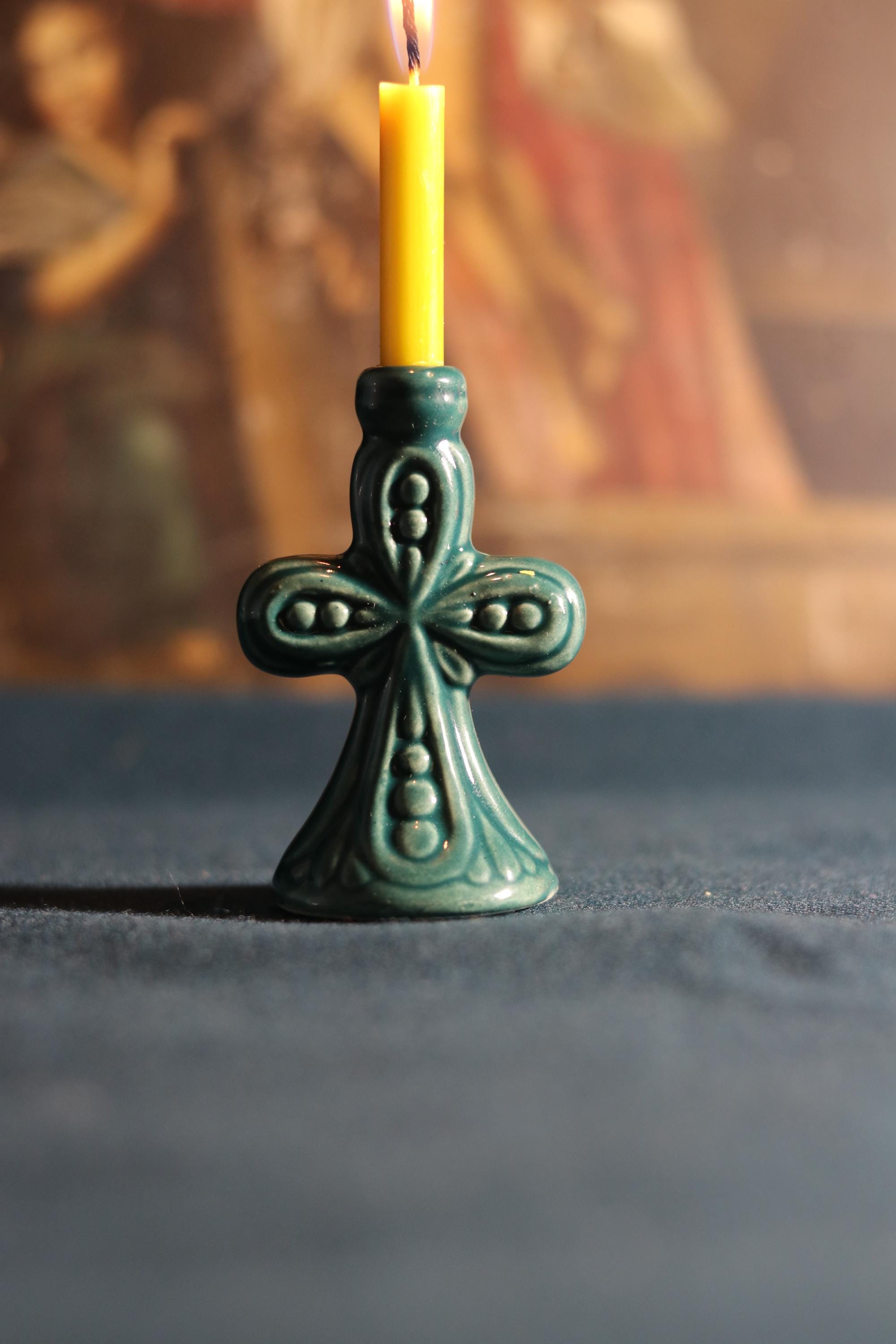 Orthodox candlestick, Ceramic candlestick, Orthodox icon, Orthodox cross, Small candlestick, Retro candlestick, Gift candlestick.