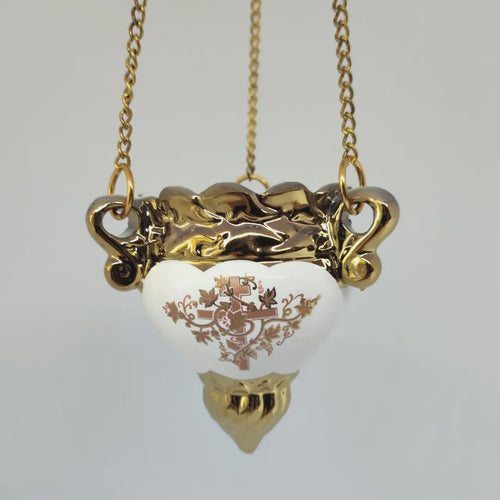 Ceramic Hanging Oil Lamp, White Orthodox Lampada, Icon Lamp