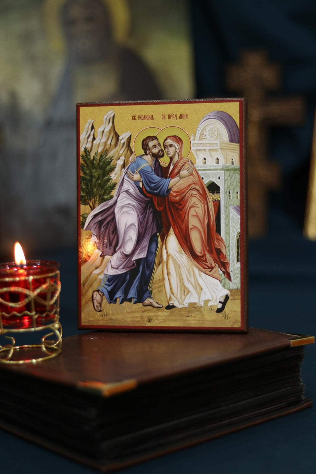 Visitation Icon, Orthodox Wooden Icon, Virgin Mary & Saint Elizabeth