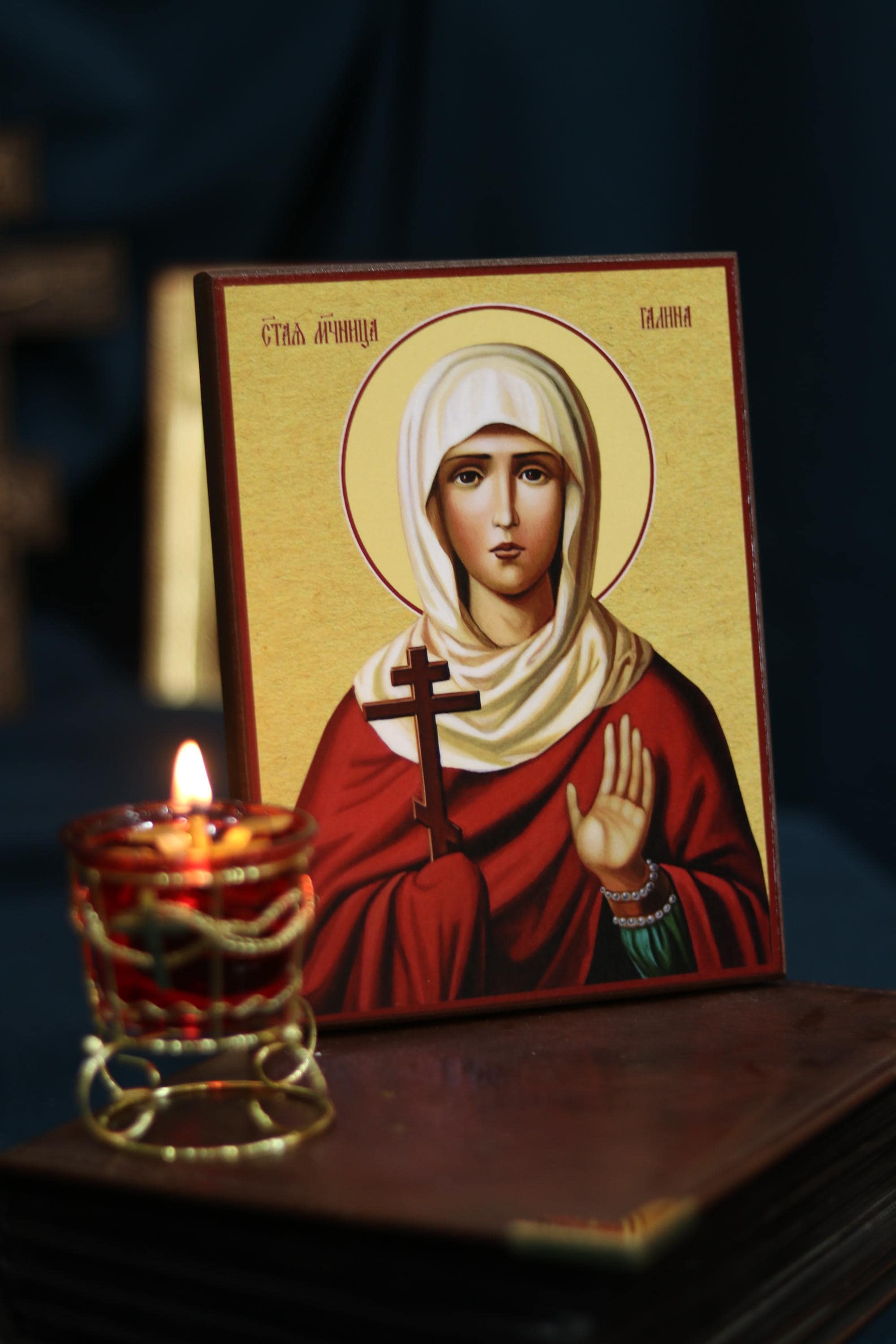 Saint Galina Orthodox Icon Wooden Icon Christian Wall Art Byzantine Icon