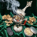 Greek Metal Censer Set, 14cm Incense Burner with 50g Frankincense & Charcoal.