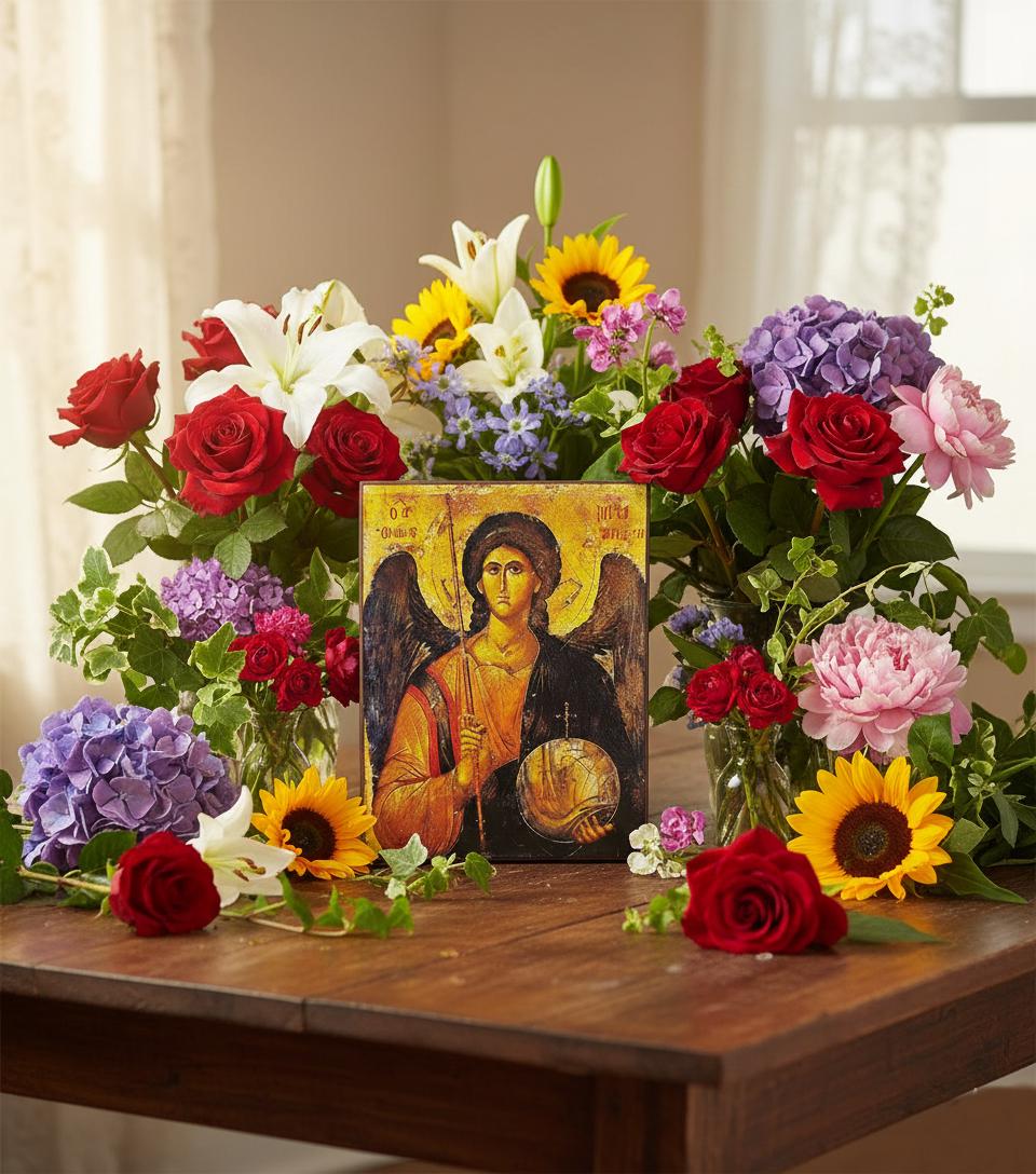 Archangel Michael Icon 16x12 cm, Wooden Icon, Orthodox Icon, Religious Gift, Christian Art, Home Decor, Angel Art
