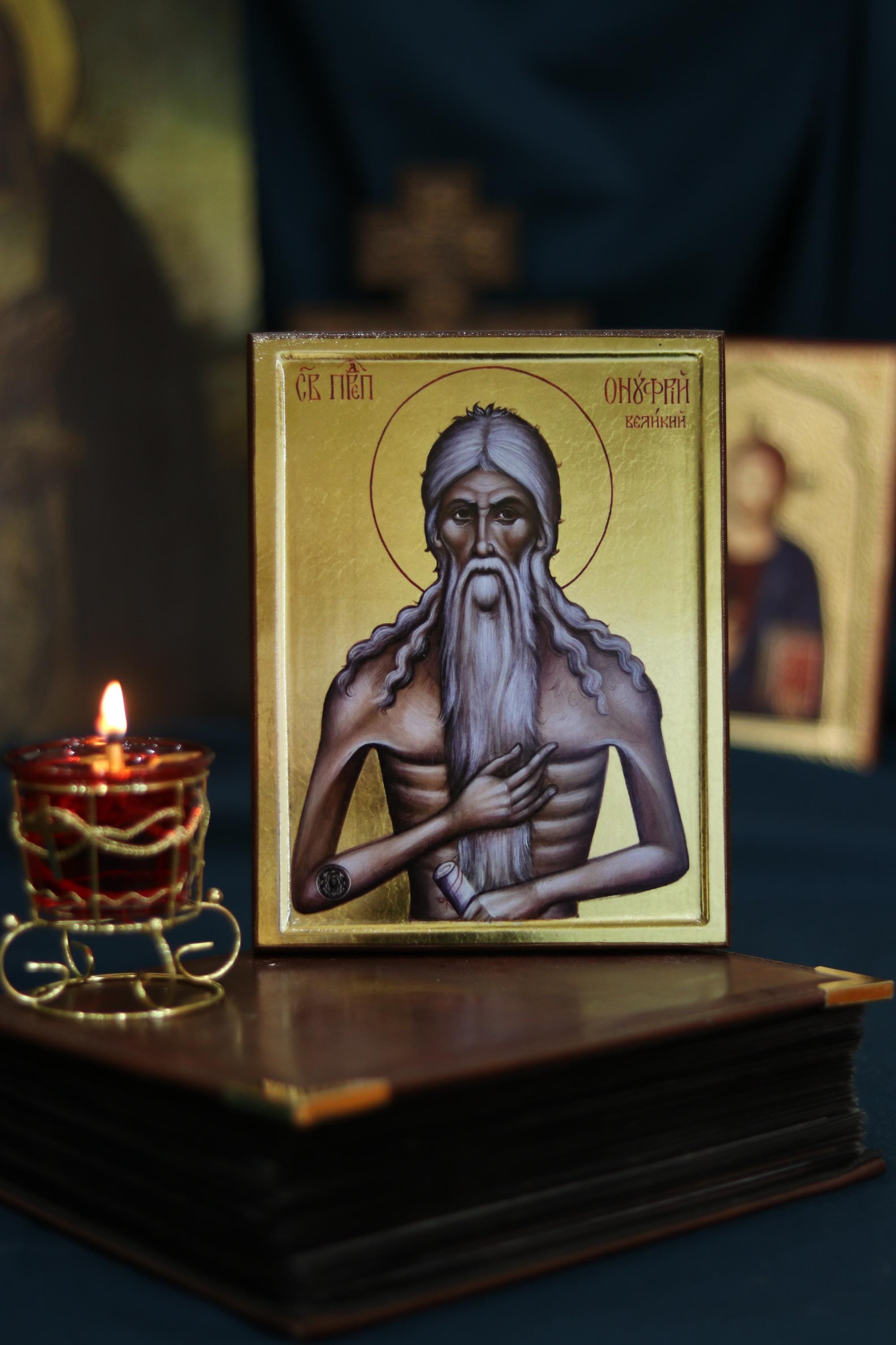 St Onuphrius Orthodox Icon, Wooden Icon Christian Icon