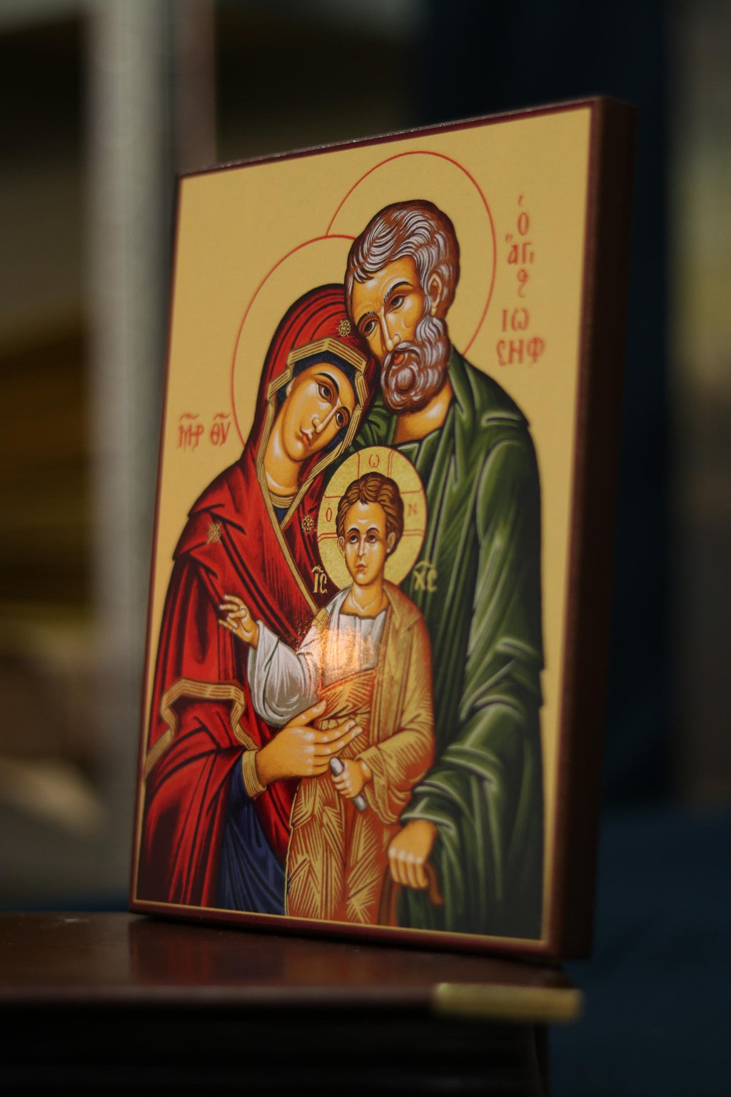Holy Family Orthodox Icon , Christian Wall Prayer Icon Decor, Wooden Christian