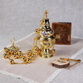 Gold Hanging Orthodox Censer 26in with 24 Bells | Brass Incense Burner | Designs with Cross or Saints (Jesus, Mary, Nicholas)
