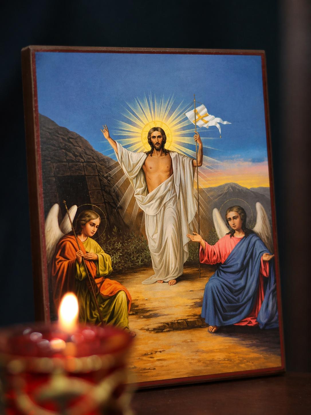 Resurrection of Christ Wooden Icon Orthodox 6.3x4.7 in