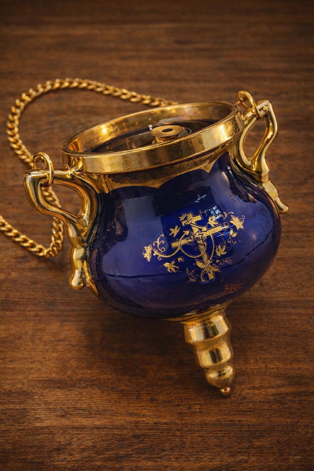 Ceramic Hanging Oil Lamp 6.7in, Orthodox Oil Lamp, Church Oil Lamp, Prayer Corner Lamp