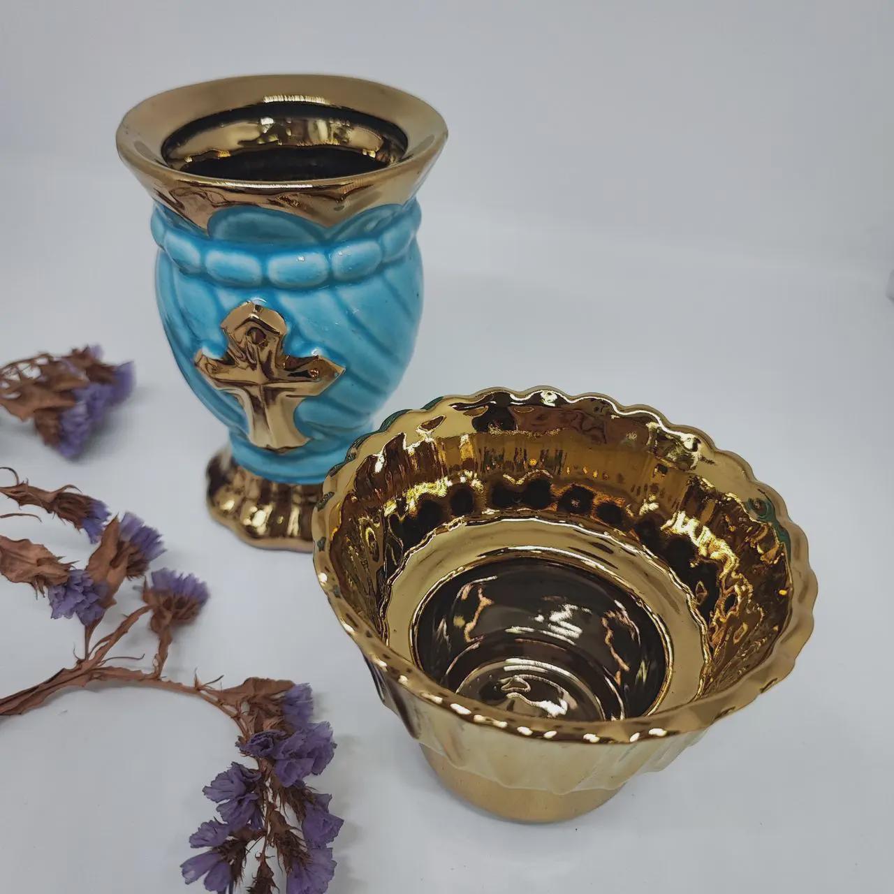 5.1in Ceramic Oil Lamp, Orthodox Lampada, Prayer Lamp