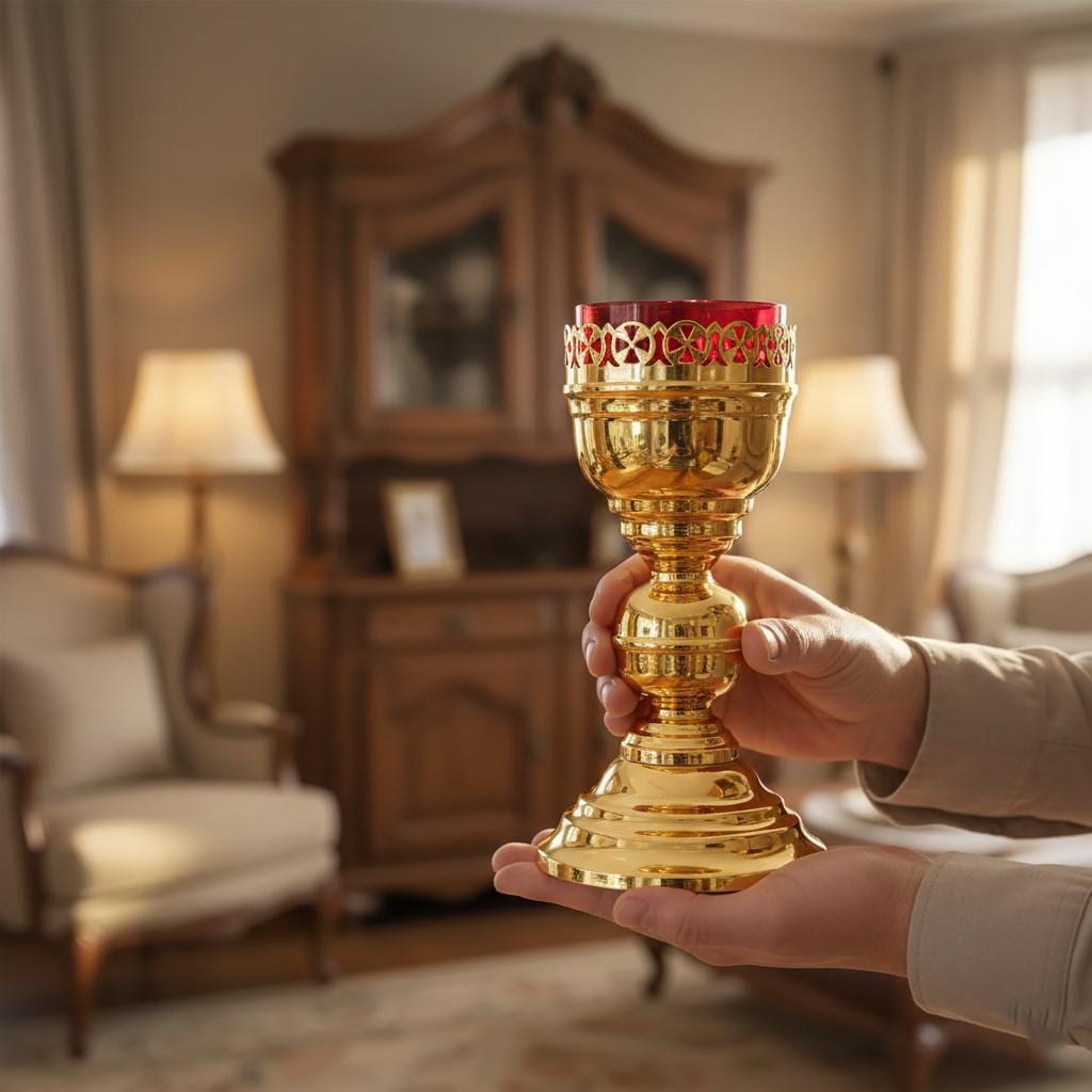 Large Tabletop Icon Lamp 3.15×7.09 in, Orthodox Lamp, Oil Lamp, Icon Lamp, Prayer Light