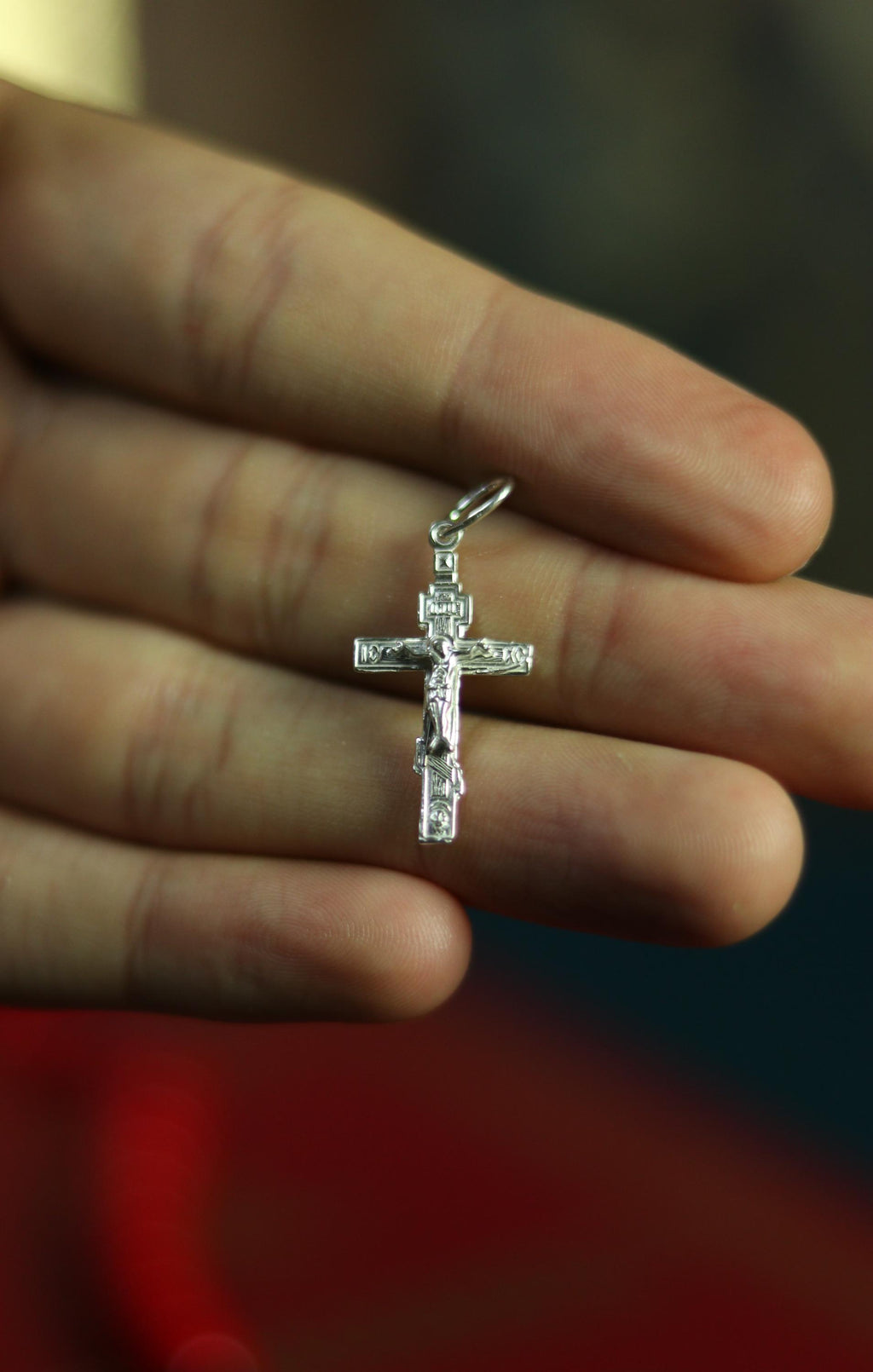 Silver Cross 0.78x0.47 in, 1.49 g, Orthodox Cross, Christian Cross, Crucifix Pendant, Religious Gift, Jesus Christ Cross