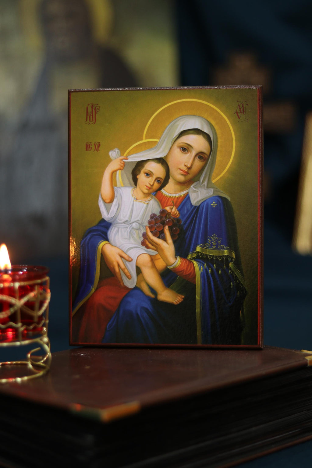Virgin Mary Wooden Orthodox Icon, 4.7x6.3in-7.9x11in Christian Wall Art