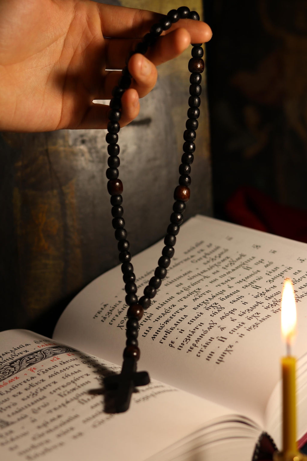 Orthodox Wooden Prayer Beads with Tassel – Handmade Black Wood Orthodox rosaries, prayer beads, first communion