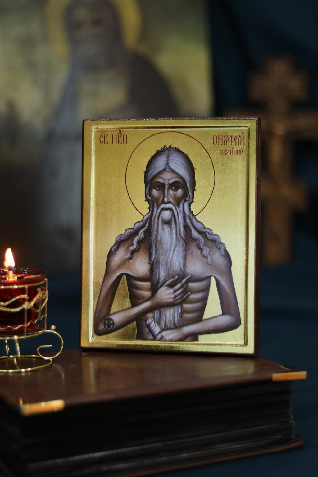 St Onuphrius Orthodox Icon, Wooden Icon Christian Icon