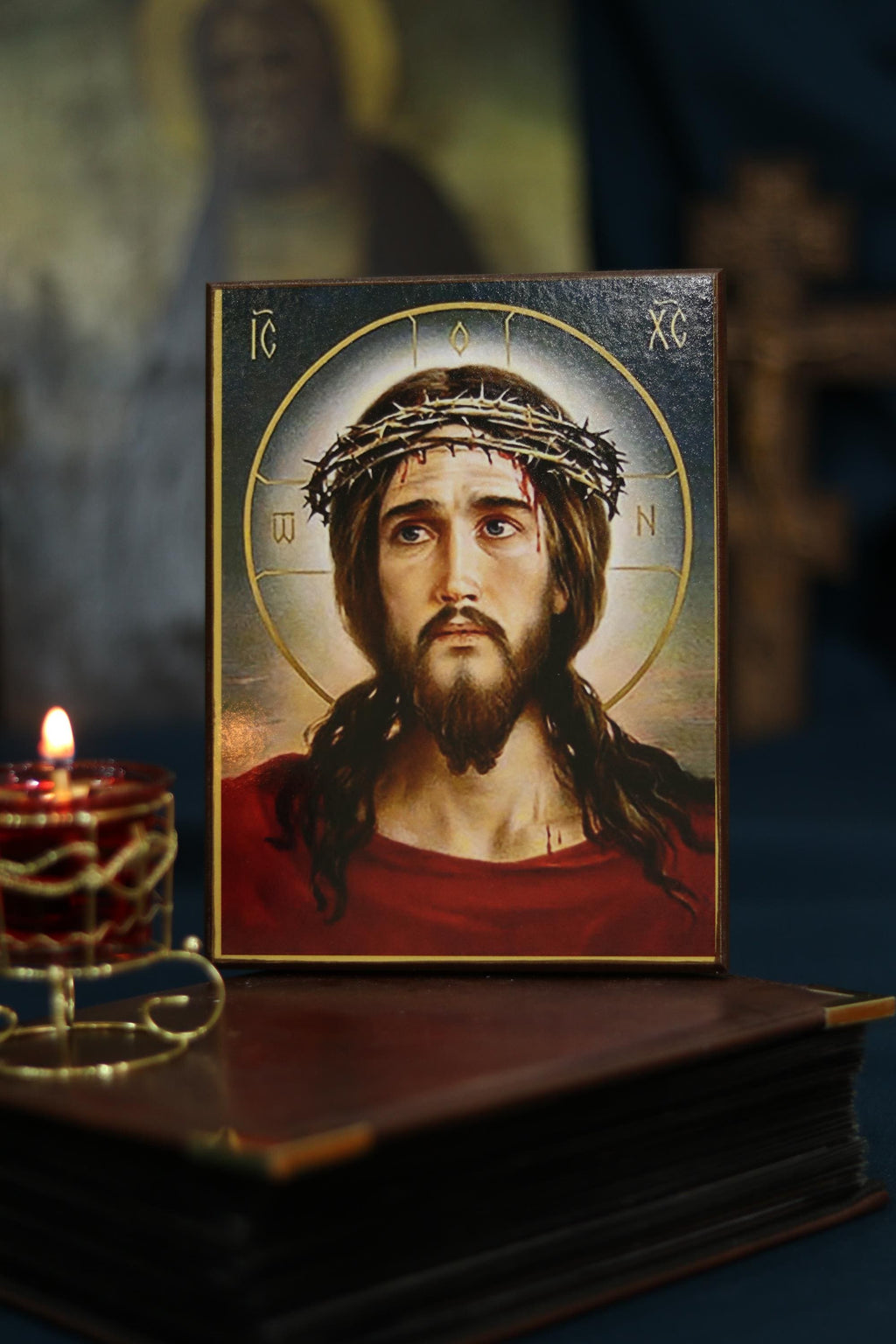 Christ Crown of Thorns Icon, Wooden Icon Orthodox Icon