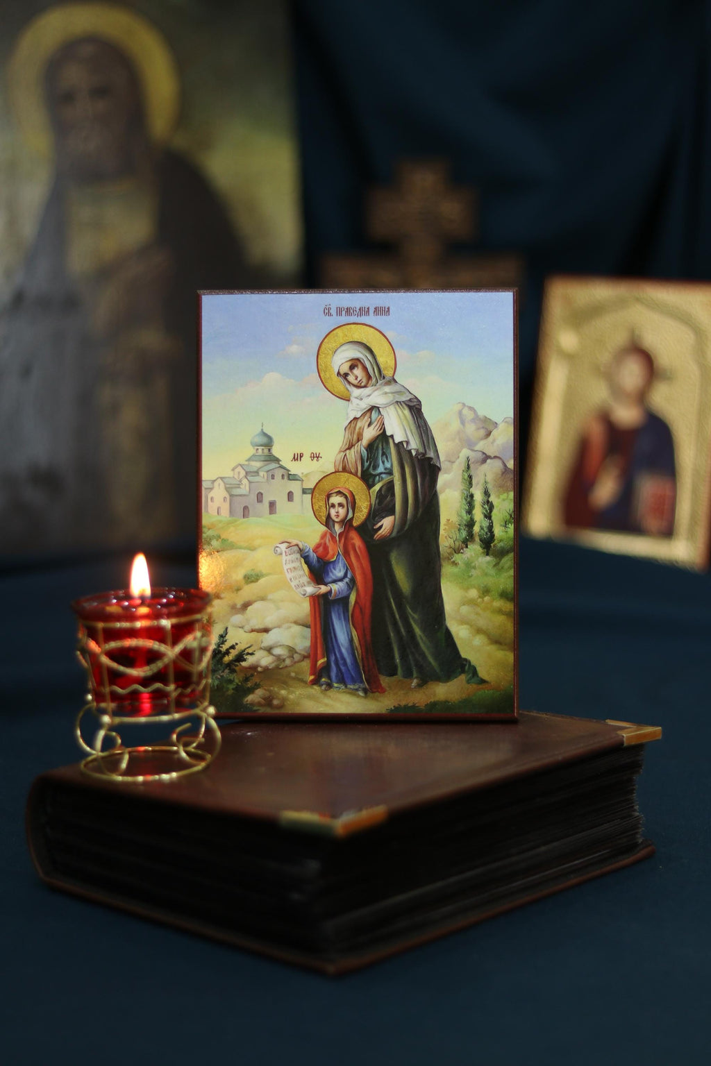 Righteous Saint Anna Icon Orthodox Wooden Icon Christian Wall Decor