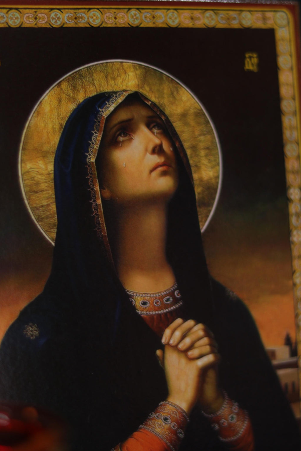 Sorrowful Mother of God Icon Wooden Orthodox 6.3x4.7in Home Art