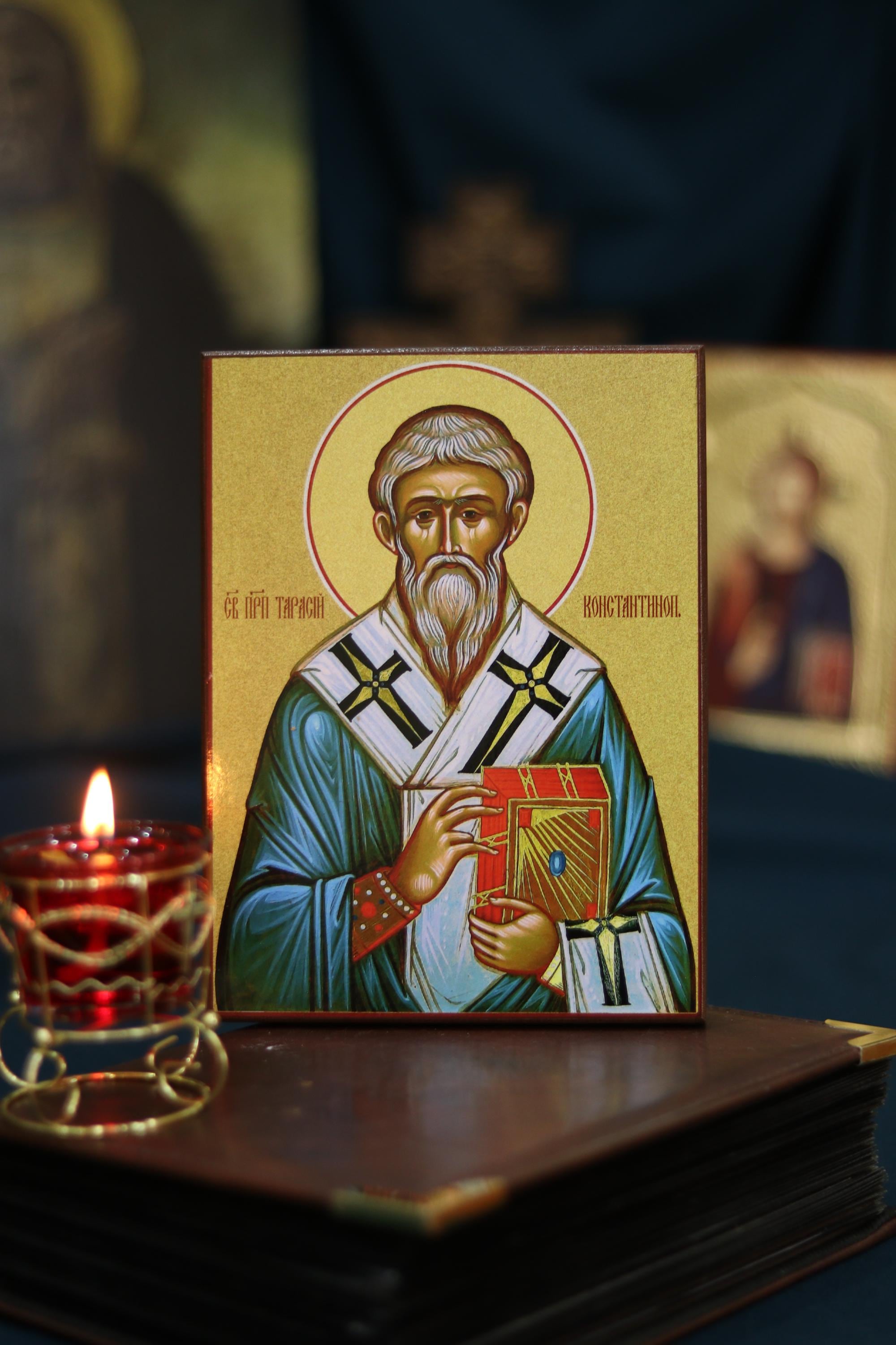 Saint Tarasius Icon, Wooden Icon Orthodox Icon, Christian Wall Decor