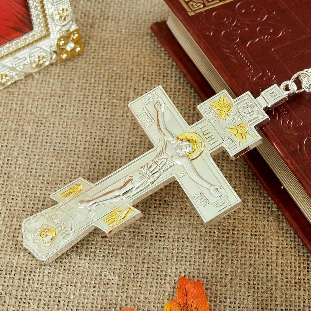Orthodox Pectoral Cross for Priest | Gold, Silver, Silver-Gold, Light Bronze & Dark Bronze | Clergy Cross Necklace