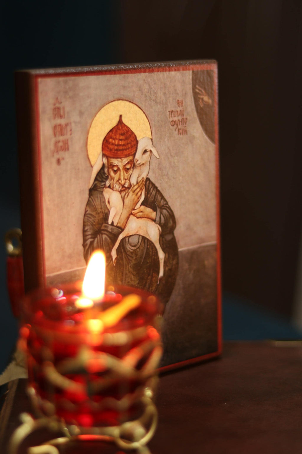 Saint Spyridon Trimythous Orthodox Wooden Icon . Christian Wall Art