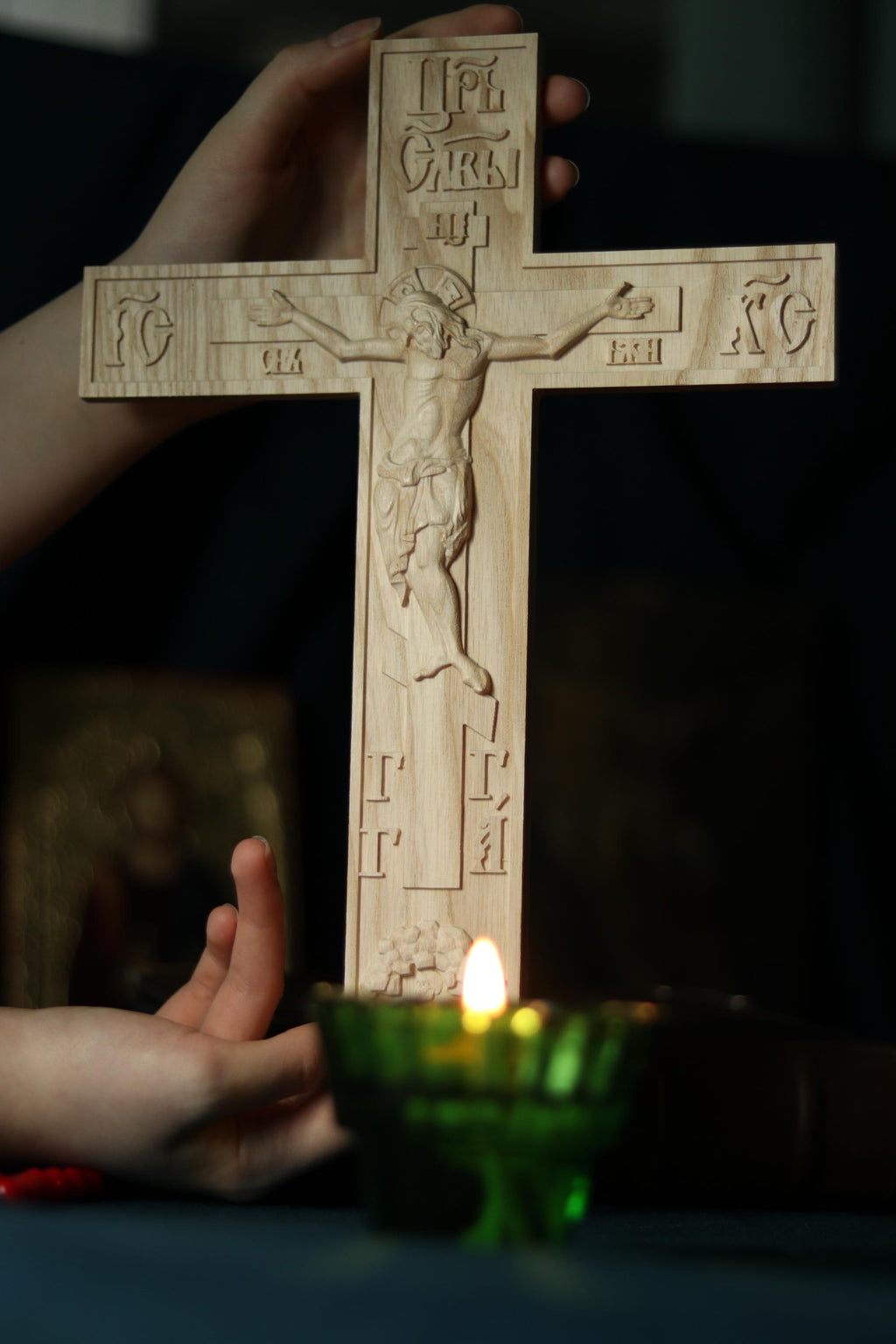 12in Beech Wood Cross 320g, Church Cross, Wooden Cross, Orthodox Cross, Crucifix Jesus Christ.