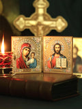 Kazan Mother of God and Savior Diptych Icon Orthodox Folding Icon 4.7in