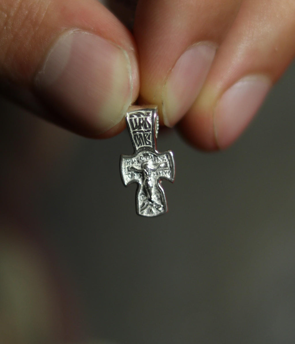 Sterling Silver Orthodox Cross Pendant | 0.67 in Tall | 1.23g | 925 Christian Crucifix Charm for Baptism & Daily Wear, greek orthodox cross