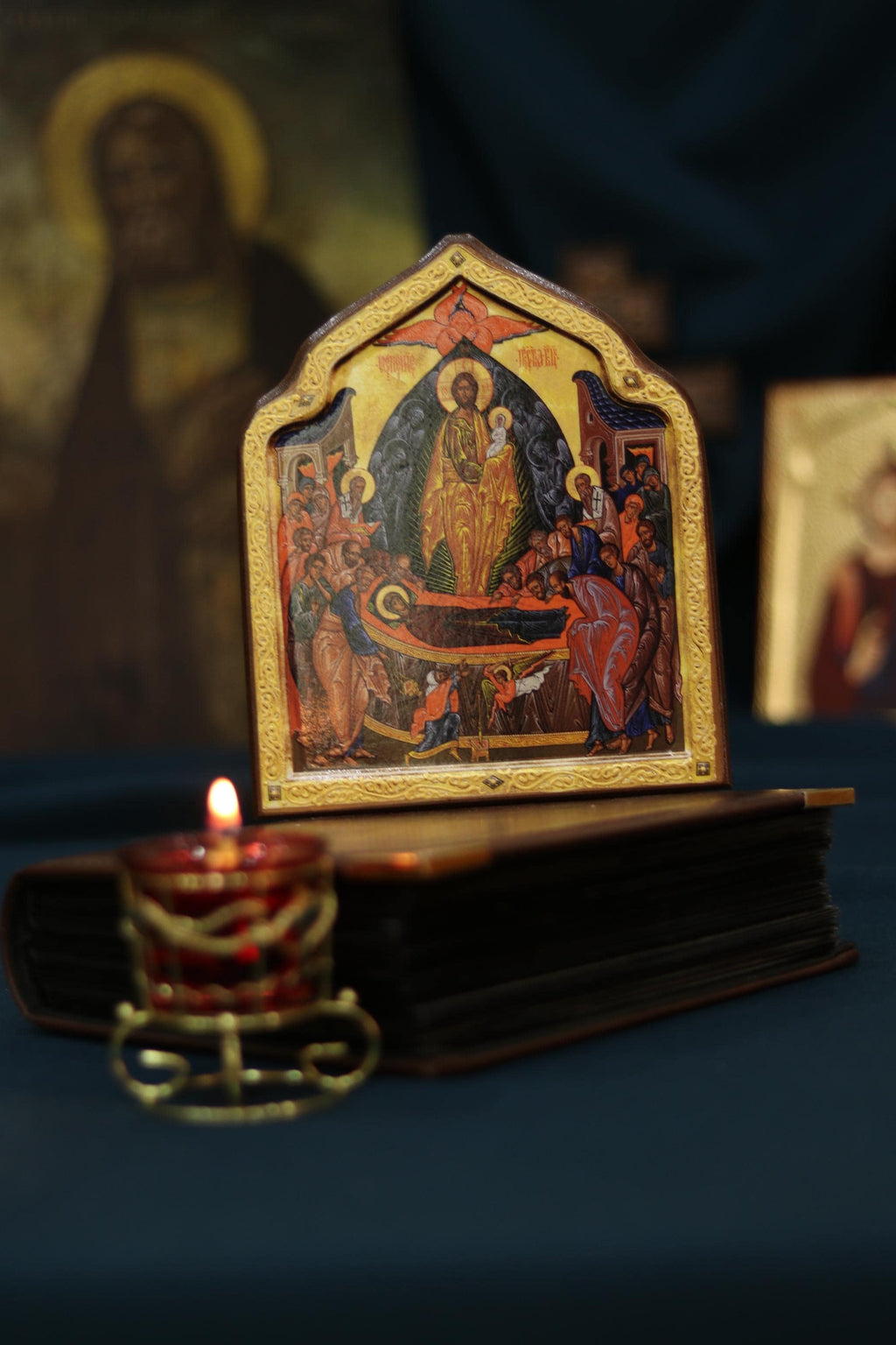 Dormition of the Theotokos Orthodox Wooden Icon 18.5in Assumption of the Virgin Mary Large Christian Wall Icon