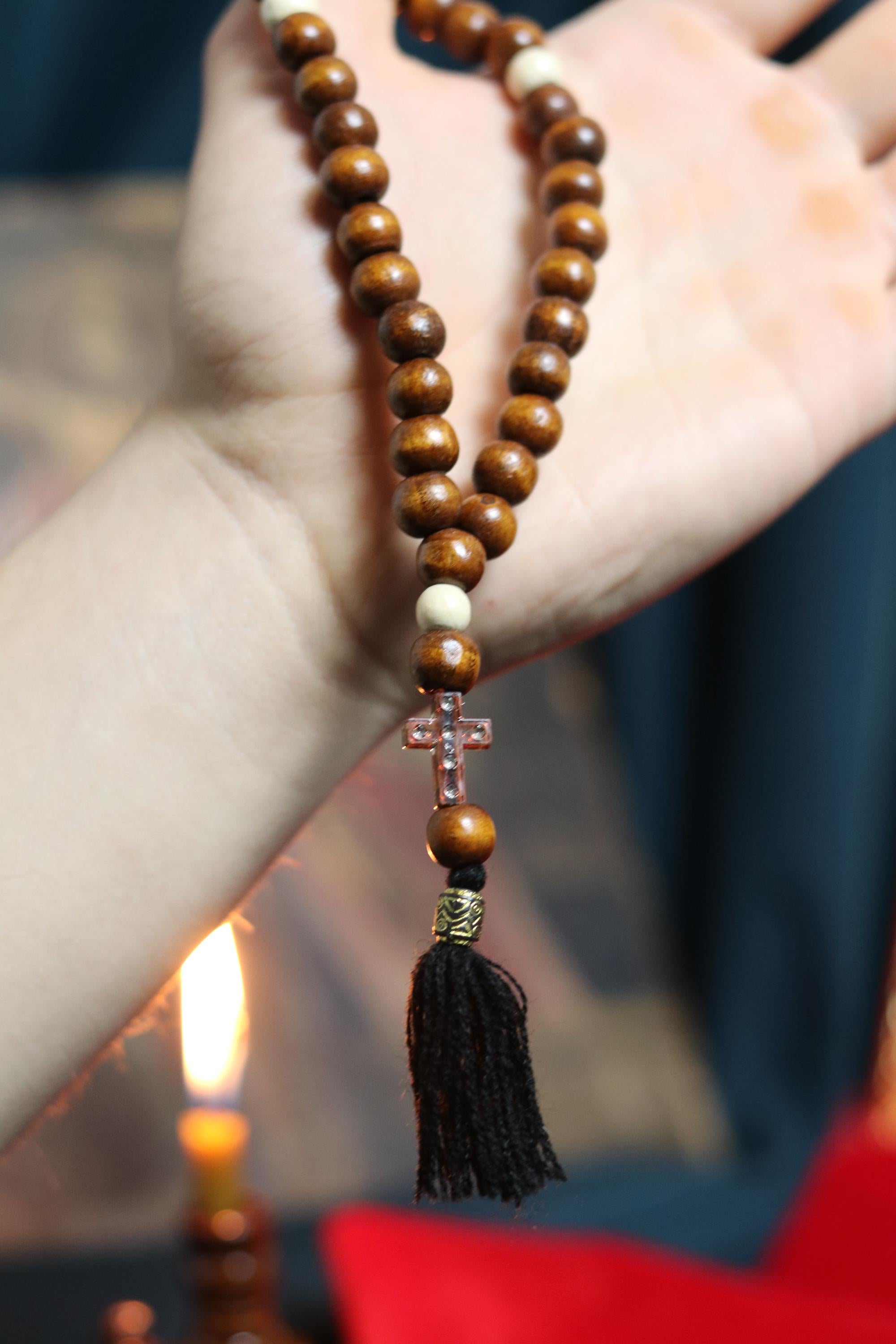 Orthodox Wooden Prayer Beads with Tassel – Handmade Black Wood Orthodox rosaries, Prayer beads, Orthodox prayer rope, Wooden komboskini