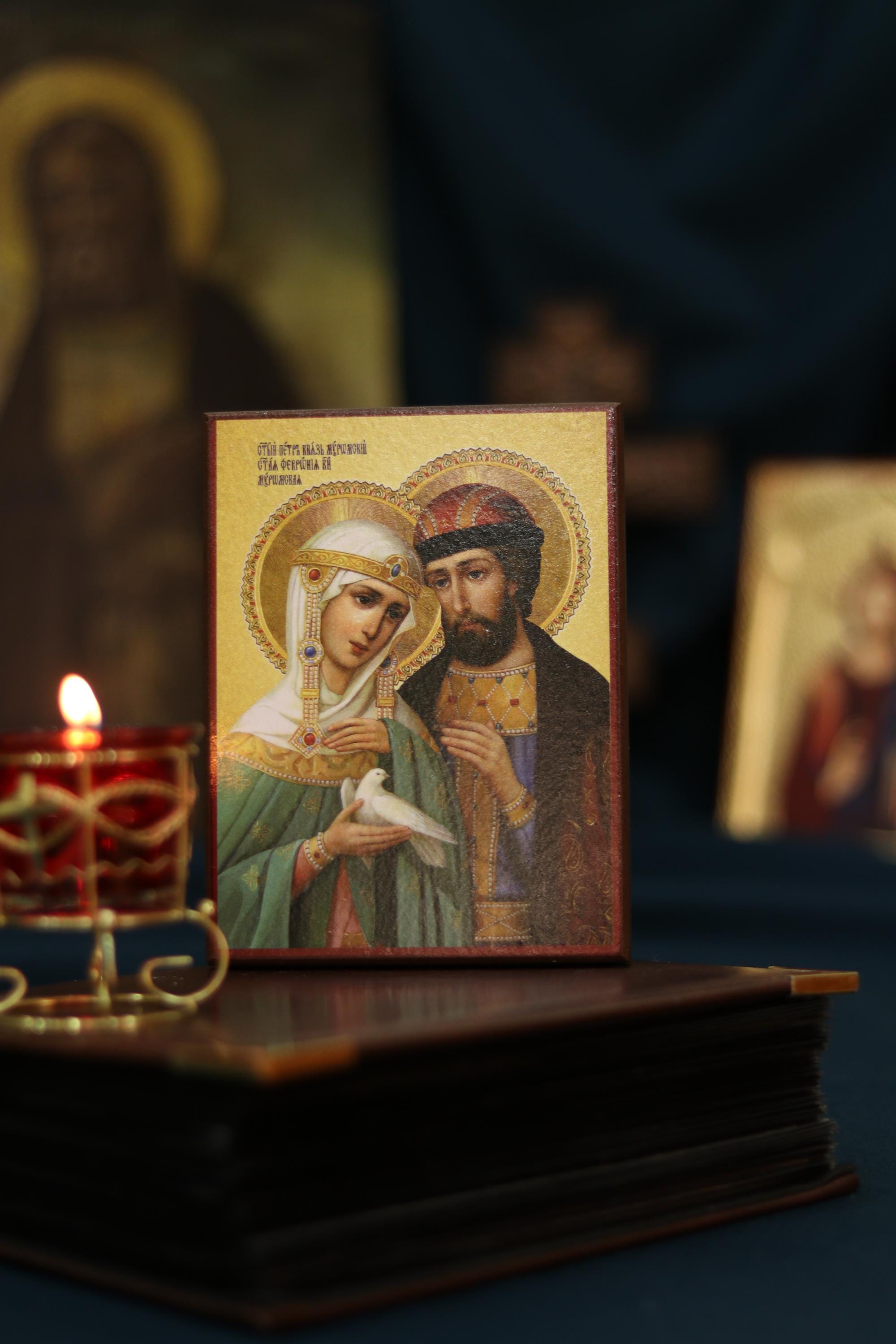 Orthodox Wedding Icon Pair, Sts Peter and Fevronia Orthodox Icon Wooden Icon