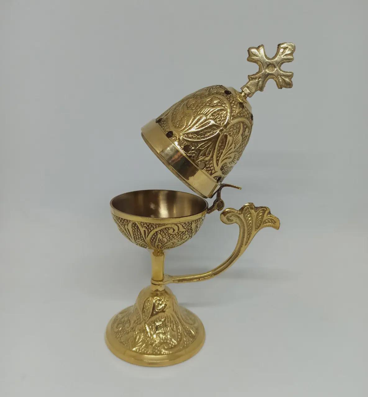 Metal Orthodox Incense Burner 7.5in, Greek Censer, Church Incense Holder, Byzantine Censer, Altar Supply, Prayer Tool