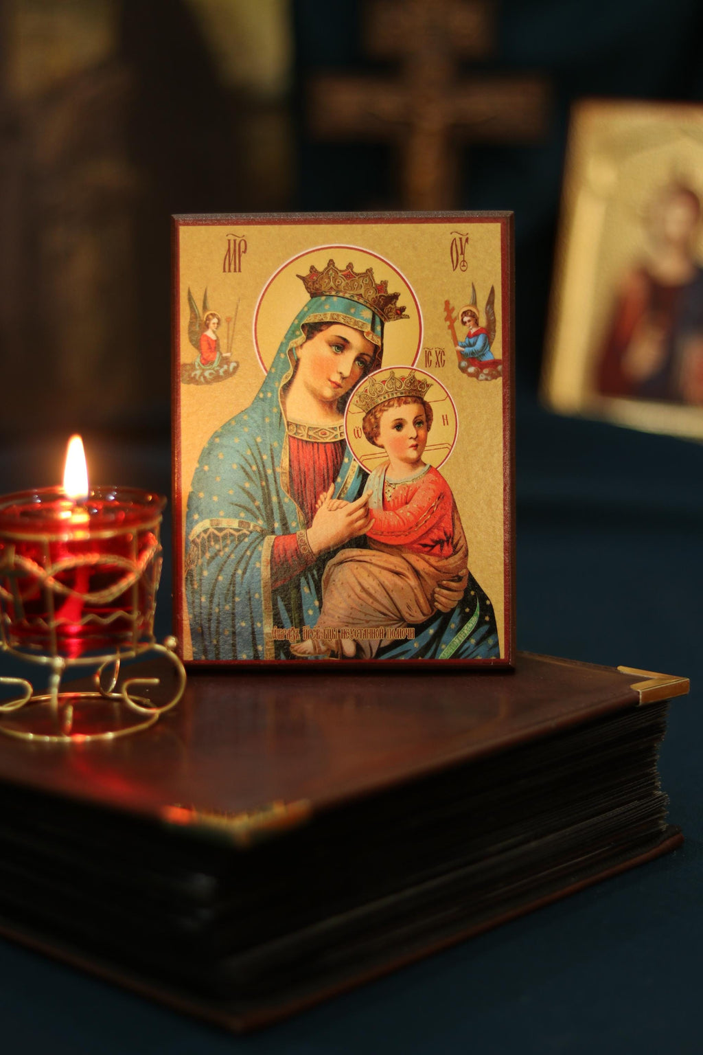Wooden Icon Orthodox Icon . Our Lady of Perpetual Help, Virgin Mary, Mother of