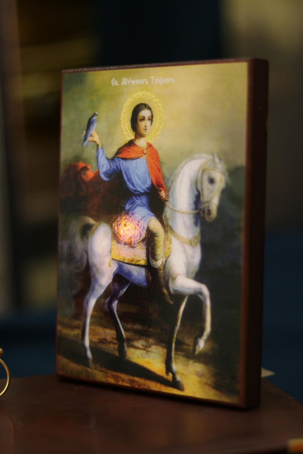 Saint Tryphon on Horse Icon Wooden Icon Orthodox Icon