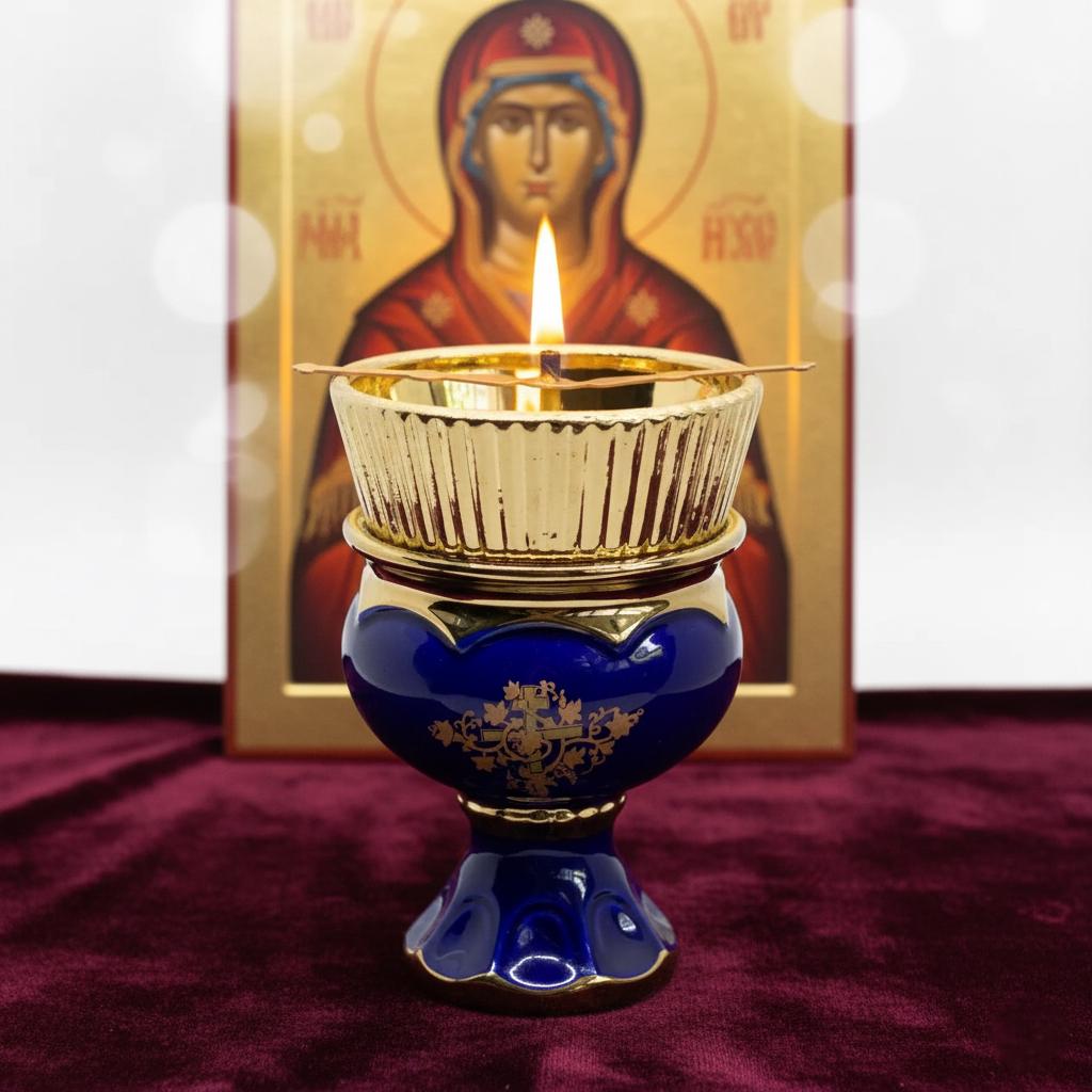 Ceramic Table Oil Lamp 4.7in, Icon Lamp, Retro Oil Lamp, Glass Oil Lamp, Vintage Oil Candle, Orthodox Lamp, Prayer Lamp, Eastern Orthodox