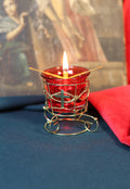 Red Glass Oil Lamp in Metal Stand 2in  – Orthodox Candle Holder for Prayer, Aromatherapy, Altar Decor, Christian Gift, Orthodox prayer