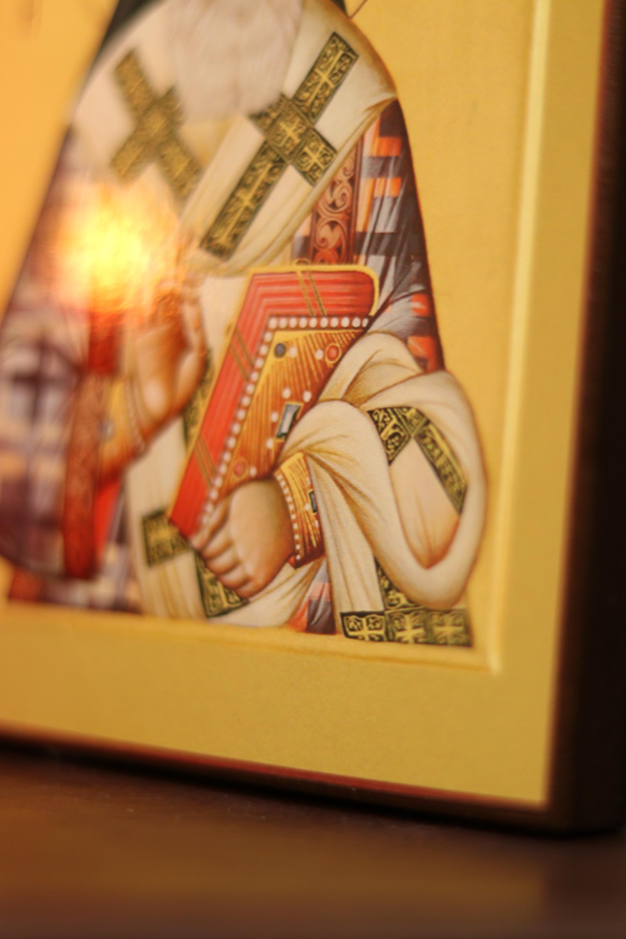 Wooden Icon Orthodox Icon, Saint Nektarios Icon, Ash Veneer