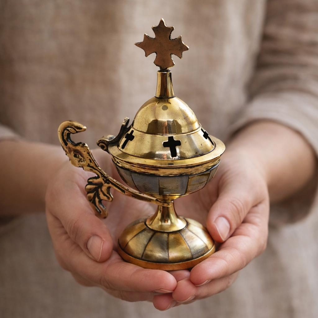 4.9in Metal Orthodox Incense Burner, Home Censer, Church Incense Holder