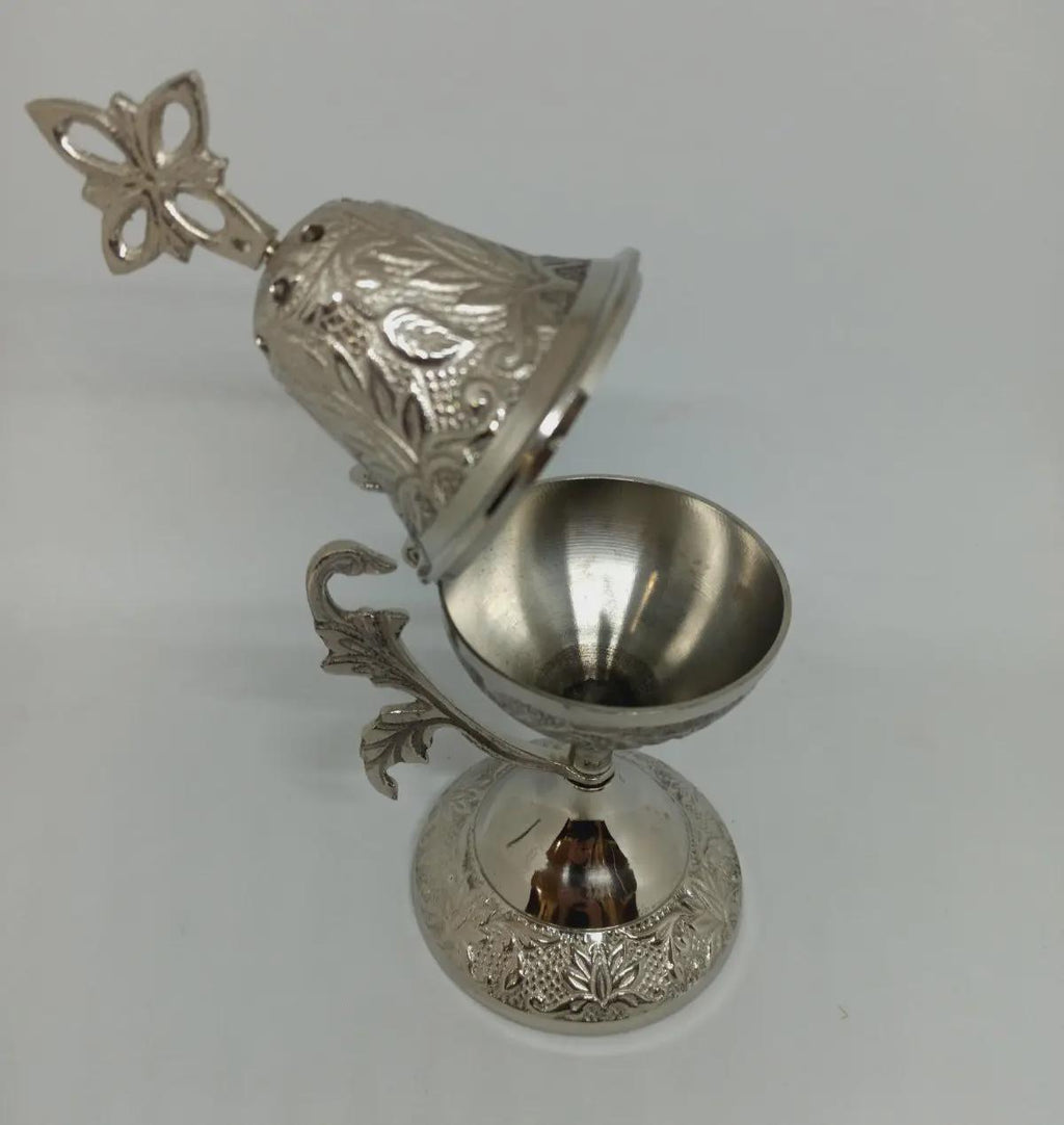 Silver Tone Orthodox Incense Burner 8in, Tall Greek Home Censer, Engraved Metal Censer, Byzantine Censer, Prayer Tool
