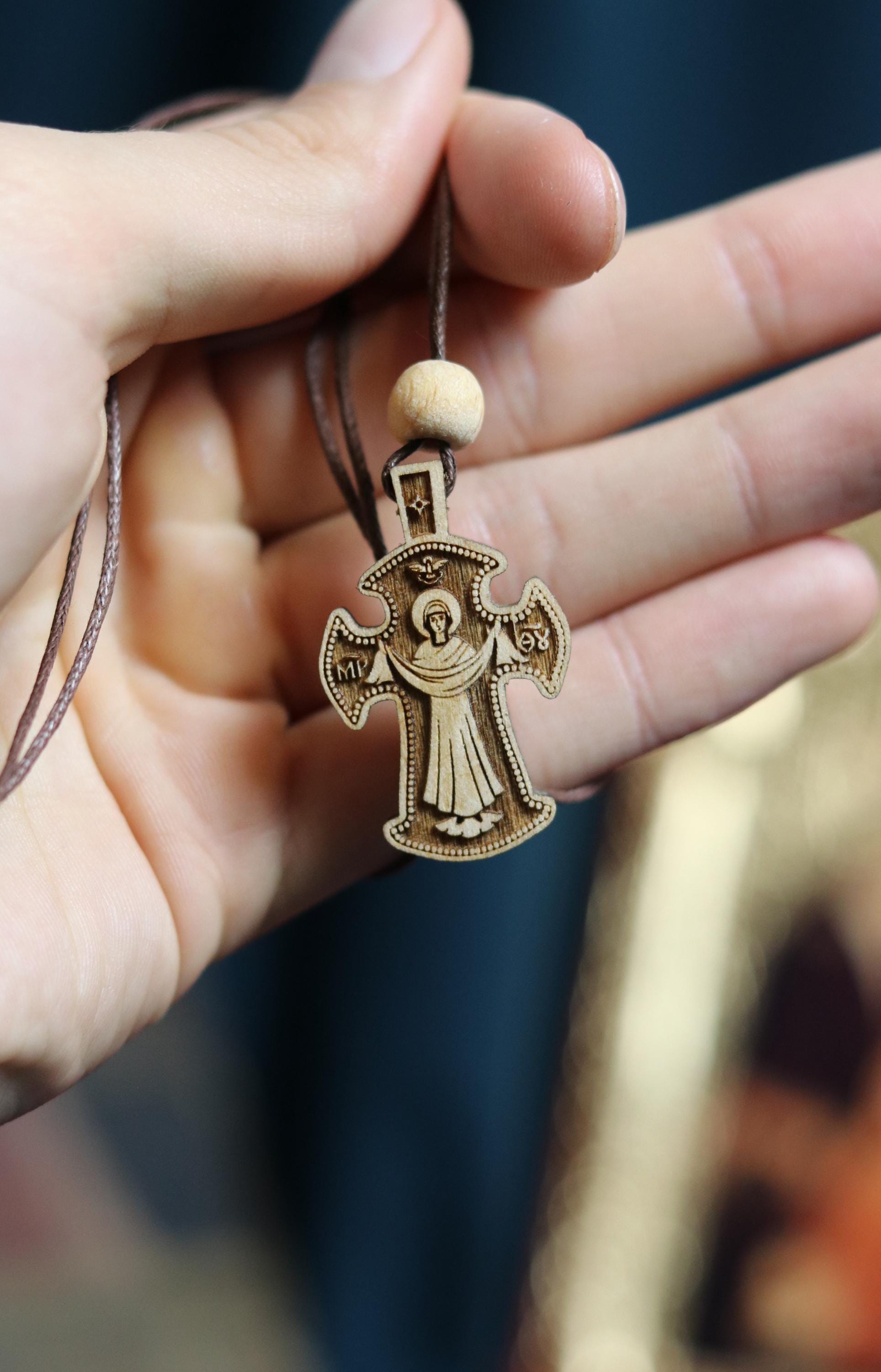 Wooden Orthodox cross, Wooden cross, Orthodox pendant, Christian cross, Jesus crucifix, Wlessed cross, Orthodox necklace, Eastern Orthodox